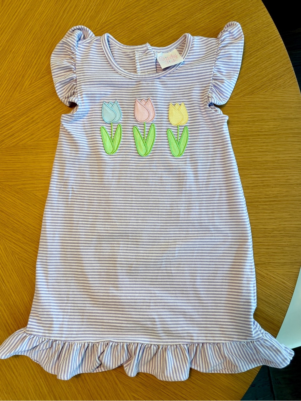 Stitchy Fish 3T Girls Purple Stripe Tulip Dress